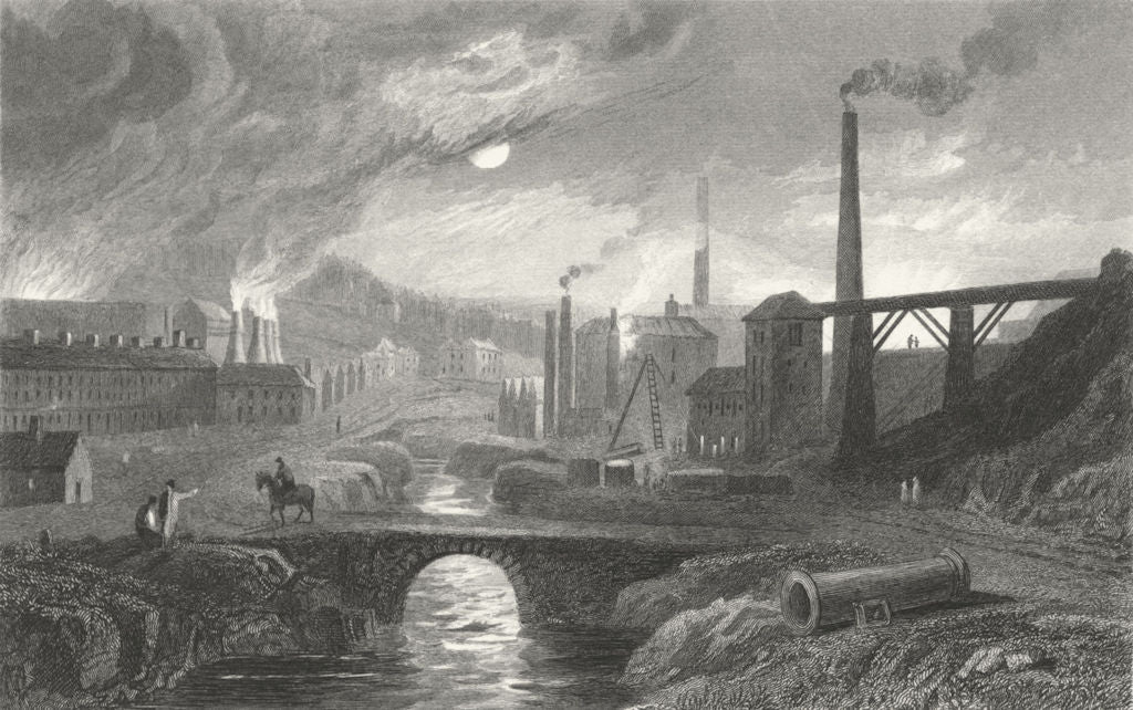 MONMOUTHSHIRE. Nant Glo. Gastineau iron works 1831 old antique print picture